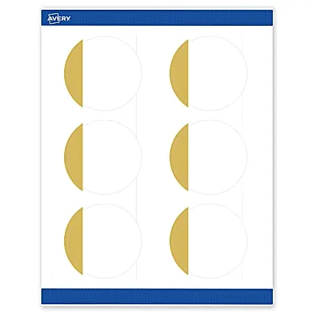 Avery&reg; Print-To-The-Edge Labels With Sure Feed&reg; Technology, S00-DJN-PRWMP10, Round, 3", Matte White, Preprinted Dipped Gold Edge Design, Pack Of 60 Budget