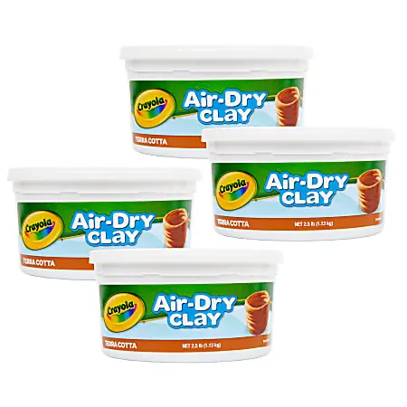Crayola Air-Dry Clay, Terra Cotta, 2.5 lb Tub, Pack Of 4 Original