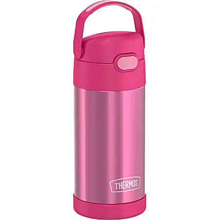 Thermos FUNtainer Water Bottle 12Oz - 12 fl oz - Pink - Stainless Steel, Silicone Limited Offer