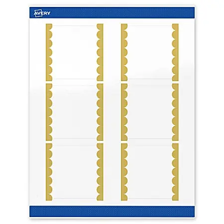 Avery&reg; Print-To-The-Edge Labels & Sure Feed&reg;, S00-DK2-PRWGP10, 3" x 3", Glossy White, Preprinted Gold Dots Edge Design, Pack Of 60 Trusted Brand