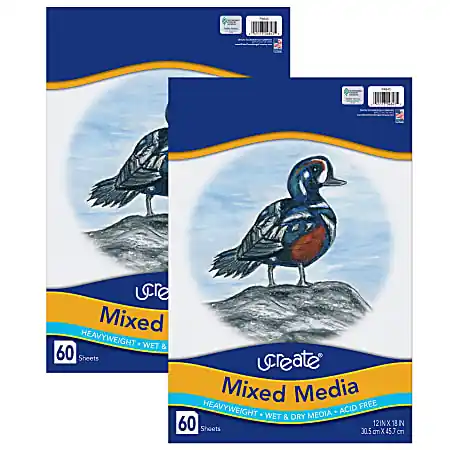 Shop Now Pacon&reg; UCreate Mixed Media Art Paper, Heavyweight, 12" x 18", 60 Sheets Per Pack, Set Of 2 Packs