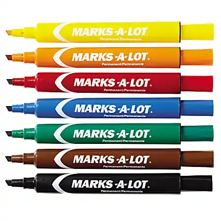 In Demand Avery&reg; Marks-A-Lot&reg; Large Desk-Style Permanent Markers, Chisel Point, Assorted Colors, Set Of 12