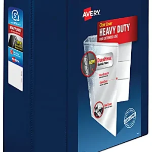 Avery&reg; Heavy-Duty View 3 Ring Binder, 5" One Touch EZD&reg; Rings, Navy Blue, 1 Binder Price Drop