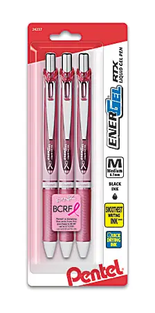 Free Delivery Pentel&reg; EnerGel&reg; RTX Retractable Liquid Gel Pens, Medium Point, 0.7 mm, Assorted Barrel Colors, Black Ink, Pack Of 3 Pens
