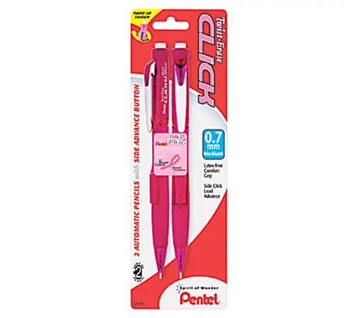 Best Price Pentel® Twist-Erase Pink Click Mechanical Pencils, #2 Lead, 0.7 mm, Refillable, Pink Barrel, Pack Of 2
