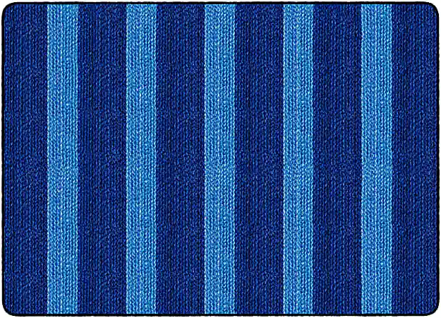 Next Day Delivery Flagship Carpets Basketweave Stripes Classroom Rug, 6' x 8 3/8', Blue