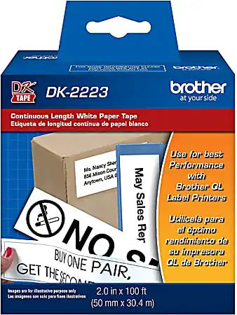 Brother® Paper Label Tape, Continuous, 2" x 100', White Low Price
