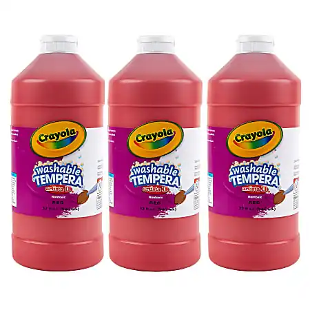Crayola Artista II Washable Tempera Paint, 32 oz, Red, Pack Of 3 Premium