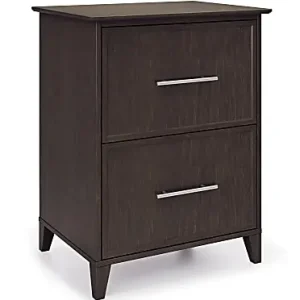 Realspace&reg; Koru 23-1/2"W x 17-1/2"D Lateral 2-Drawer File Cabinet, Espresso Oak, BIFMA Compliant Handmade