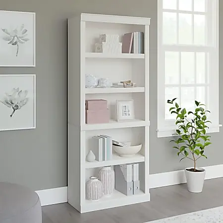 Authentic Realspace&reg; 72"H 5-Shelf Bookcase, Arctic White