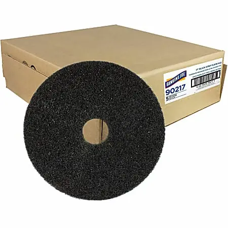 Worldwide Shipping Genuine Joe Black Floor Stripping Pad - 17" Diameter - 5/Carton x 17" Diameter x 1" Thickness - Stripping, Floor - 90217