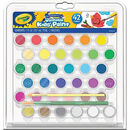 Crayola Washable Kids&rsquo; Paints, 7 Oz, Assorted, Pack Of 42 Paints While Supplies Last
