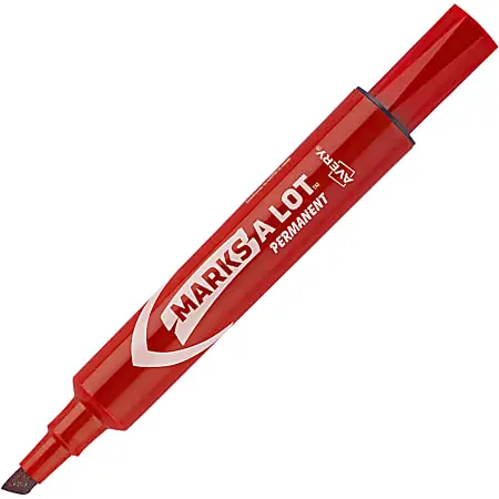 Avery&reg; Marks-A-Lot&reg; Regular Desk-Style Permanent Markers, Chisel Tip, 4.76 mm, Red Barrel, Red Ink, Pack Of 12 Markers Affordable