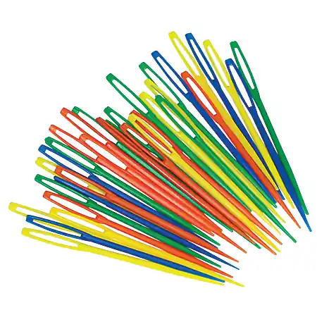 Worldwide Shipping Roylco&reg; Children's Plastic Lacing Needles, 3", Assorted Colors, 32 Per Pack, Set Of 6 Packs