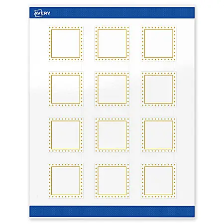 Today Only Avery&reg; Print-To-The-Edge Labels & Sure Feed&reg;, S00-DHY-PRWGP10, 2" x 2", Glossy White, Preprinted Gold Border & Gold Dots Design, Pack Of 120