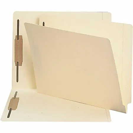 Sparco 2-Ply End-Tab Fastener Folders, 1" Capacity, 2 Fasteners, Letter Size, Straight-Cut Tab, Manila, Box Of 50 Authentic