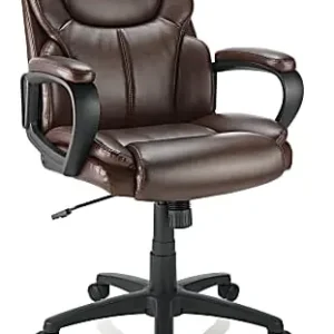Best Seller Realspace&reg; Mayhart Vinyl Mid-Back Office Chair, Brown/Black, BIFMA Compliant