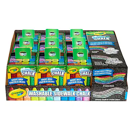 Luxury Crayola Washable Sidewalk Chalk Tray, 16 Per Pack, Tray Of 12 Packs