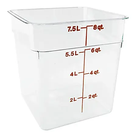Cambro Food Storage Container, 9"H x 8 3/4"W x 8 3/4"D, 8 Qt, Clear Must Have