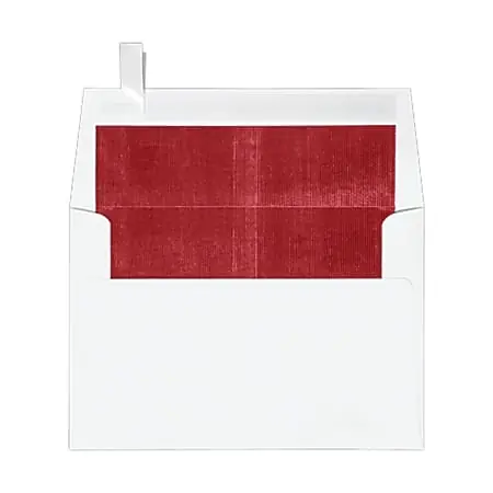LUX Foil-Lined Invitation Envelopes A4, Peel & Press Closure, White/Red, Pack Of 250 Bulk Order