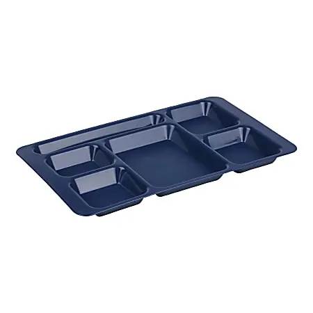 Cambro Camwear&reg; 5-Compartment Trays, 15"W, Navy Blue, Pack Of 24 Trays Money Back Guarantee