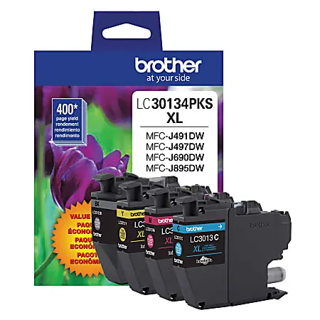 Brother&reg; LC3013 Black; Cyan; Magenta; Yellow High-Yield Multi-Pack Ink, Pack Of 4 Cartridges, LC30134PKS Save Now