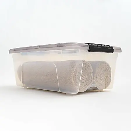 Iris® Stack & Pull™ Storage Box, 3.14 Gallon, Clear/Gray Limited Time