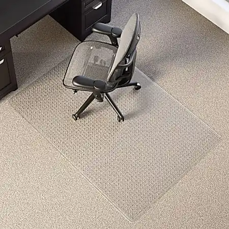 Realspace&trade; Medium Pile Chair Mat, Ramped Edge, 46" x 60", Clear Authentic