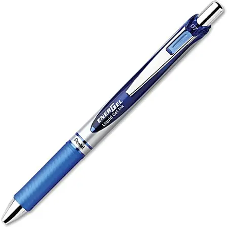 Trusted Brand Pentel&reg; EnerGel&reg; RTX Liquid Gel Pen, Medium Point, 0.7 mm, Silver Barrel, Blue Ink