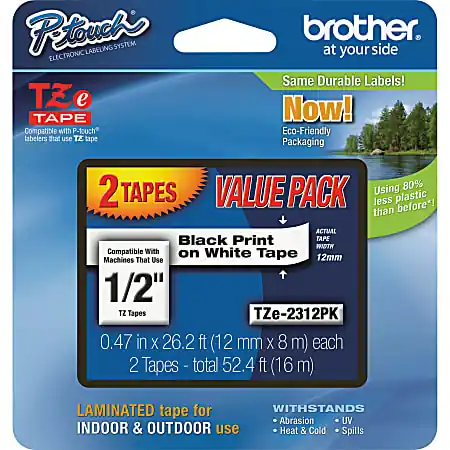 Brother&reg; TZe-231 Black-On-White Tapes, 0.5" x 26.2', Pack Of 2 One Day Deal