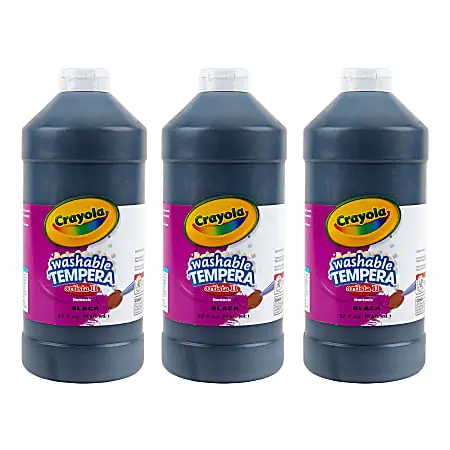Hot Deal Crayola Artista II Washable Tempera Paint, 32 oz, Black, Pack Of 3