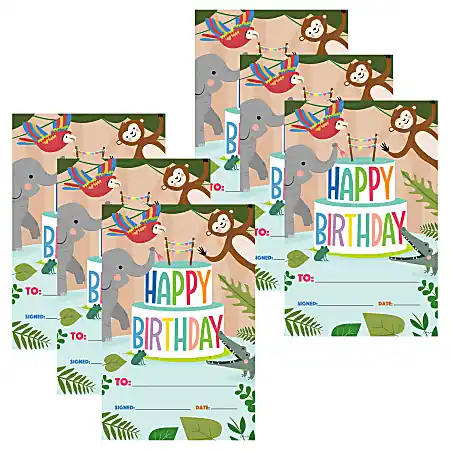 Creative Teaching Press Jungle Friends Happy Birthday Awards, 5-1/2" x 8-1/2", 30 Awards Per Pack, Bundle Of 6 Packs Flash Sale