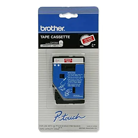 Direct From Manufacturer Brother&reg; TC-54Z1 White-On-Red Tape, 0.38" x 25'