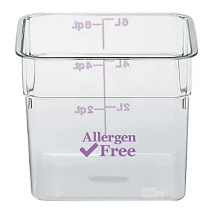 Cambro Camwear 6-Quart CamSquare Storage Containers, Allergen-Free Purple, Set Of 6 Containers Reduced Price