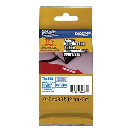 Limited Time P-touch TZe Iron-On Tape - 15/32" Width - Thermal Transfer - White, Navy Blue - Iron-on Transfer - 1 Each - TZEFA3