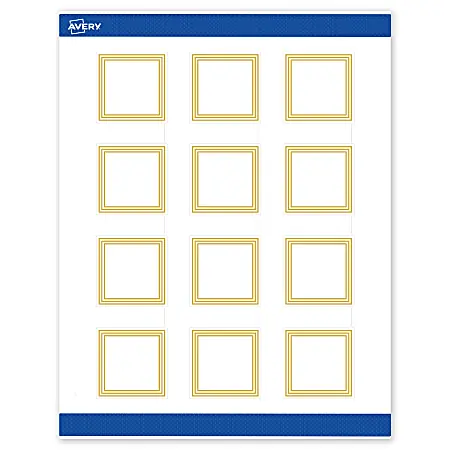 Discount Avery&reg; Print-To-The-Edge Labels & Sure Feed&reg;, S00-DHT-PRWMP10, 2" x 2", Matte White, Preprinted Multi-Lined Gold Border Design, Pack Of 120
