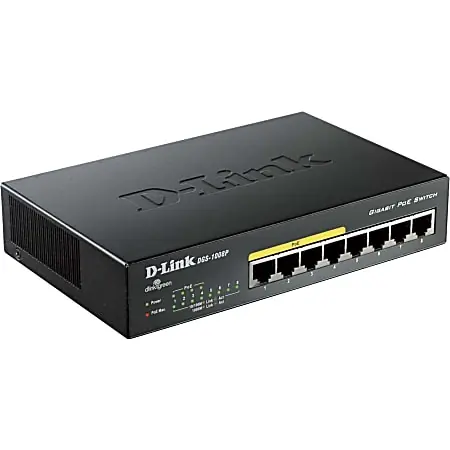 D-Link DGS-1008P 8-Port Gigabit Metal Desktop Switch with 4 PoE Ports - 8 Ports - 4 x POE - 4 x RJ-45 - 10/100/1000Base-T - Desktop Instant Buy