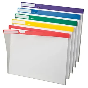 Pendaflex&reg; Poly Index Folders, Letter Size, Clear With Color Stripes, Pack Of 10 Professional Grade