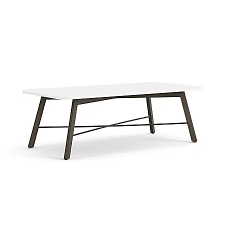 Viral HON Scramble Wood Soft Rectangle Coffee Table, 16&rdquo;H x 48&rdquo;W x 24&rdquo;D, Designer White/Florence Walnut