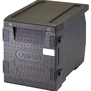 Special Discount Cambro Cam GoBox GN 1/1 4" Deep Front Loading Food Transporter, 18-3/4"H x 17-5/16"W x 25-1/4"D, Black