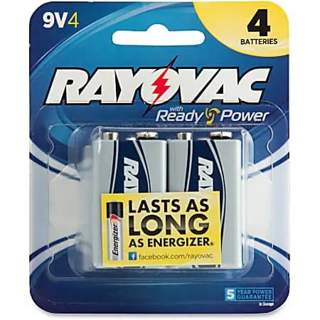 Rayovac Alkaline 9 Volt Battery - For Multipurpose - Proprietary Battery Size - 9 V DC - 4 / Pack In Demand