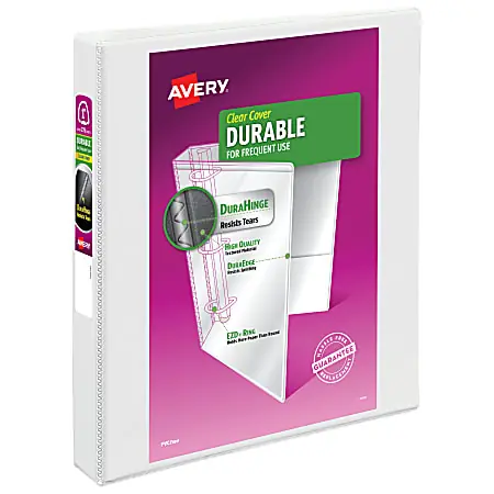 Direct From Factory Avery&reg; Durable View 3-Ring Binder, 1" EZD&reg; Rings, 49% Recycled, White