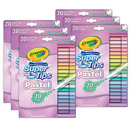 Crayola Supertip Markers, Pastel, 20 Per Pack, Set Of 6 Packs Luxury