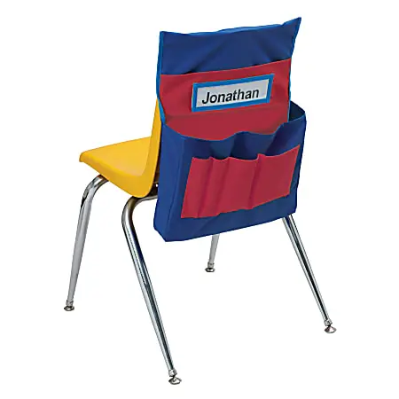 Weekend Sale Pacon&reg; Chair Storage Pocket Chart, Blue/Red, 18-1/2"H x 14-1/2"W x 2-1/2"D, 1 Chair Cover
