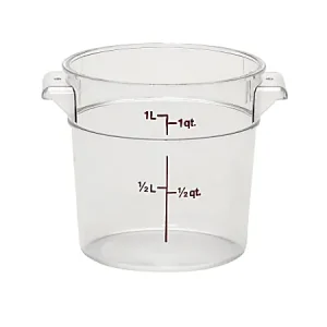 Cambro Camwear 1-Quart Round Storage Containers, Clear, Set Of 12 Containers Get Yours