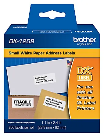 Brother DK-1209 Small Address Labels, White, 2 1/2" x 1 1/2", Roll Of 800 Trending