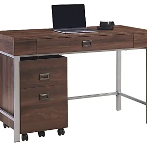 Realspace&reg; Brezio 47"W Computer Desk With Mobile File Cabinet, Brown Professional Grade