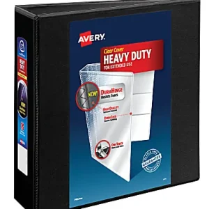 Save Now Avery&reg; Heavy-Duty View 3-Ring Binder With Locking One-Touch EZD&trade; Rings, 3" D-Rings, Black