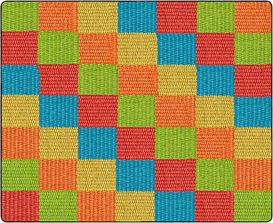 Flagship Carpets Basketweave Blocks Classroom Rug, 10 1/2' x 13 3/16', Multicolor Free Delivery