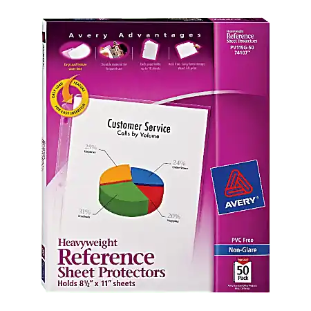 Save Now Avery&reg; Non-Glare Heavyweight Sheet Protectors, 8 1/2" x 11", Top Loading, Pack Of 50